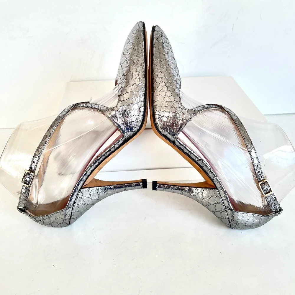 Kate Spade silver snakeskin heels 7.5